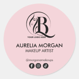Rosa logotyp för sociala medier Makeup Artist Runt Klistermärke