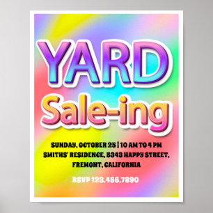 Rosa Logotyp Garage Yard Selling Rainbow l Poster
