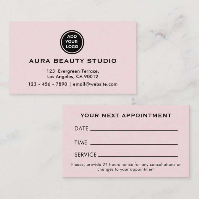 Rosa Logotyp Kontakt Affärs Möteskort Tidsbeställning Kort (Fram/baksida)
