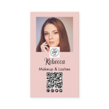 Rosa logotyp med QR-kod för fotografering av smink
