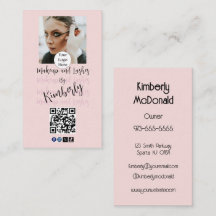 Rosa logotyp med QR-kod för foton makeup/ögonfrans