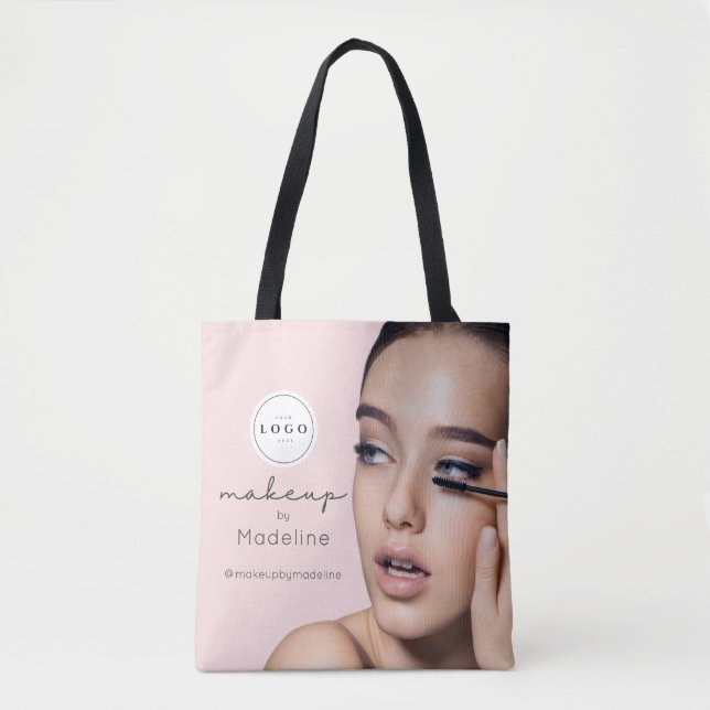 Rosa logotyp med script foto Makeup Studio Tygkasse (Framsida)
