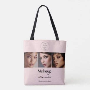 Rosa logotyp med skrift Foto Makeup Studio Tygkasse