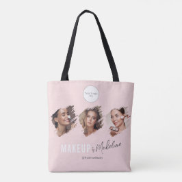 Rosa logotyp med skrift Foto Makeup Studio Tygkasse