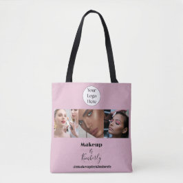 Rosa logotyp med skrift Foto Makeup Studio Tygkasse