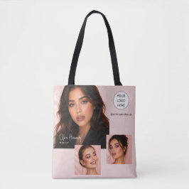 Rosa logotyp med skrift Foto Makeup Studio Tygkasse