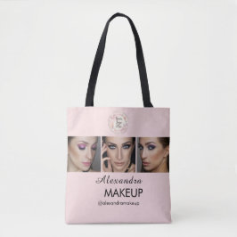 Rosa logotyp med skrift Foto Makeup Studio Tygkasse