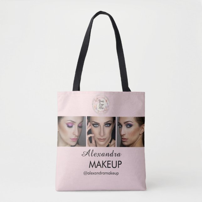 Rosa logotyp med skrift Foto Makeup Studio Tygkasse (Framsida)