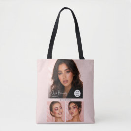 Rosa logotyp med skrift Foto Makeup Studio Tygkasse