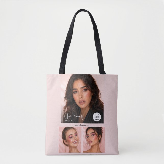 Rosa logotyp med skrift Foto Makeup Studio Tygkasse (Framsida)
