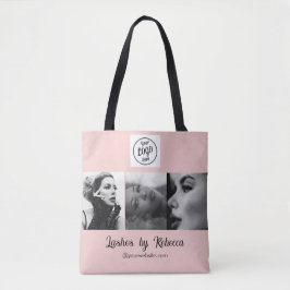 Rosa logotyp med skrift Foto Ögonfransar Studio  Tygkasse