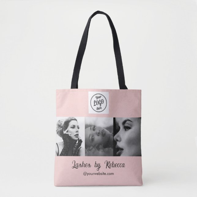 Rosa logotyp med skrift Foto Ögonfransar Studio  Tygkasse (Framsida)