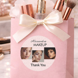 Rosa logotyp med skrift i blushfärg Foto Makeup Ta Runt Klistermärke