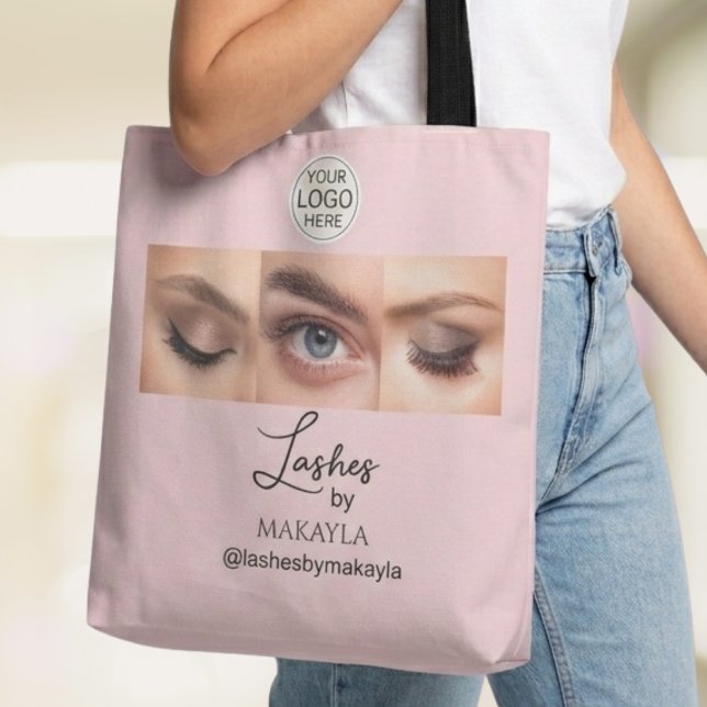 Rosa logotyp med skriftfoto ögonfransstudio tygkasse (Skapare uppladdad)