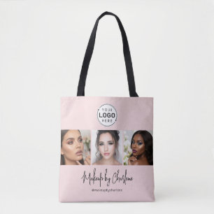 Rosa logotyp med skrivstil Foto Makeup Studio Tygkasse