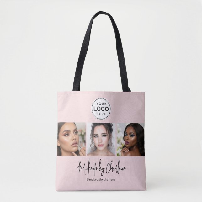 Rosa logotyp med skrivstil Foto Makeup Studio Tygkasse (Framsida)
