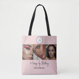 Rosa logotyp med skrivstil Foto Makeup Studio Tygkasse