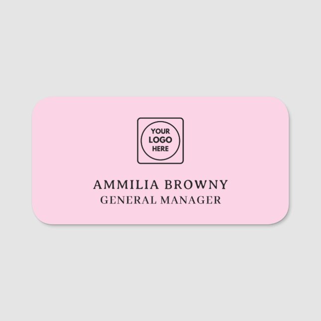 Rosa logotyp | Modern personal branding för anstäl Namnbricka (Framsida)