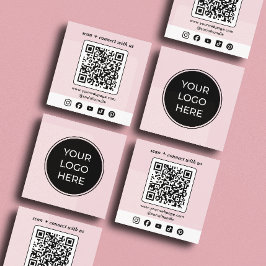 Rosa logotyp QR-kod Anpassad socialt media Fyrkantigt Visitkort