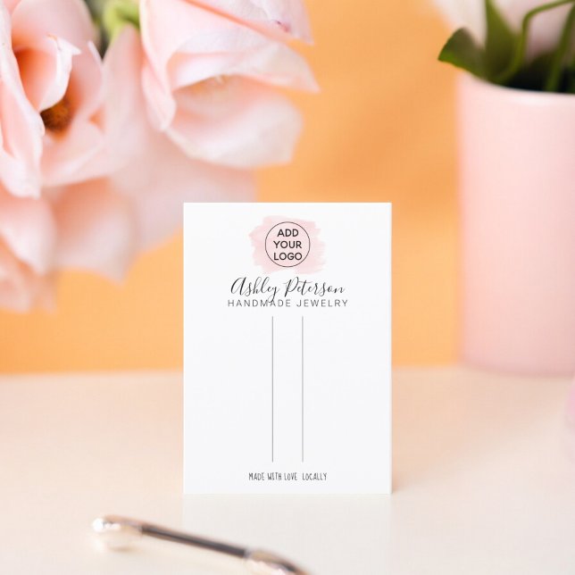 Rosa logotyp  smyckethår visning visitkort (Pink brushstroke logo jewelry hair clip display business card)