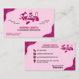 Rosa Logotyp Städning Professionellen Service Cute Visitkort