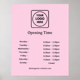 Rosa logotyp | Tecken för öppettider Poster