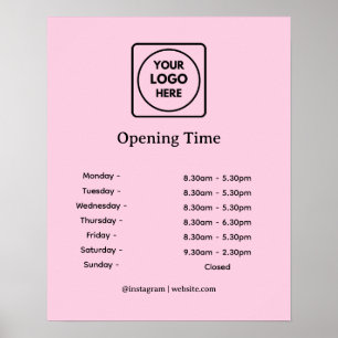 Rosa logotyp Tecken för öppettider Poster