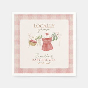 Rosa Lokalt Odlad Bondemarknad Baby Shower Pappersservett