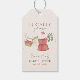 Rosa Lokalt Odlad Bondemarknad Baby Shower Presentetikett