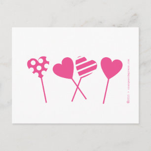 Rosa Lollipop Hearts Postcard Vykort