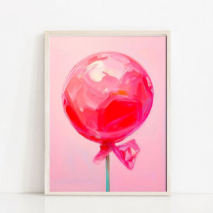 Rosa Lollipop Pop Art Modern Godis Stilleben Smärt Poster