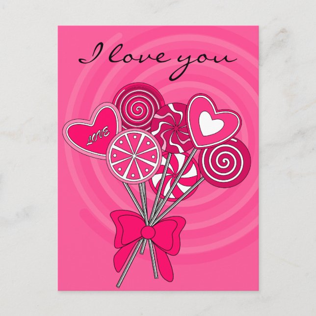 Rosa lollipop vykort (Framsida)