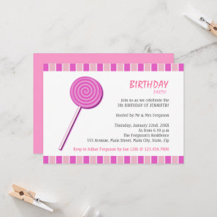 Rosa Lollypop Inbjudningar