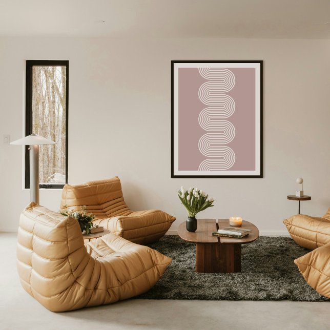 Rosa Lombard vågiga linjer modern minimalistisk ko Poster (Skapare uppladdad)