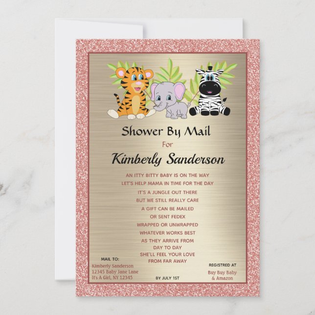 Rosa Long Avstånd Shower by Mail Flicka Inbjudningar (Framsida)