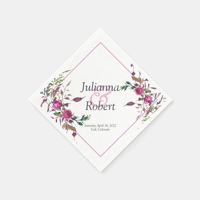 Rosa lösa blomnappar pappersservett (Hörn)