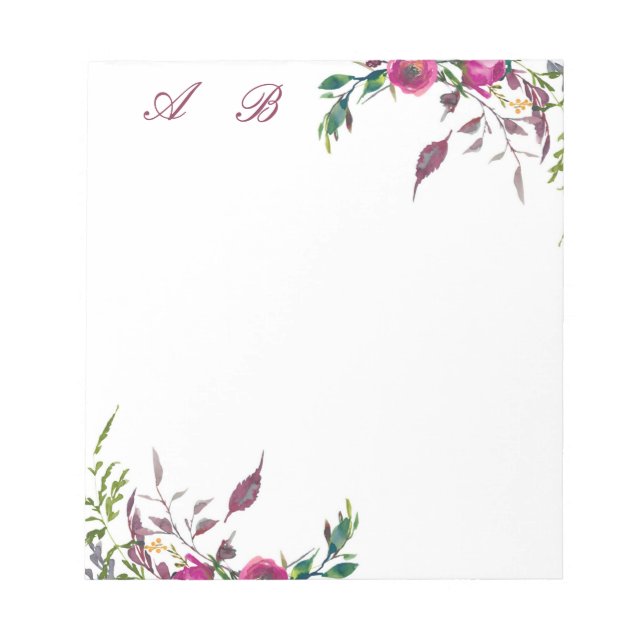 Rosa löst vattenfärg blommotiv anteckningsblock (Framsida)