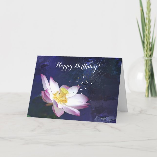 Rosa Lotus Anpassningsbar Birthday Greeting Card Kort (Framsida)