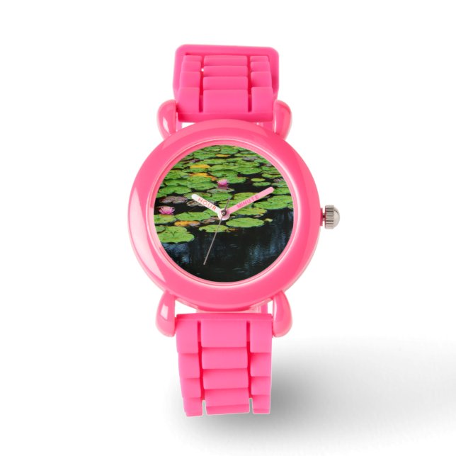rosa lotus Black vatten Armbandsur (Framsida)