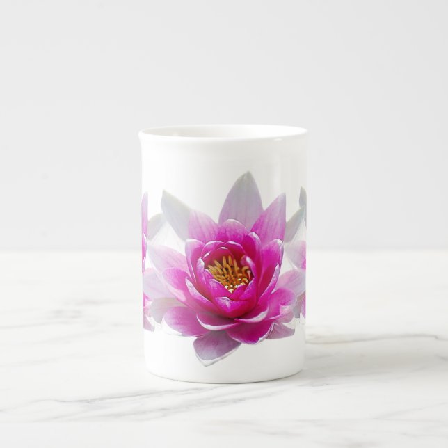 Rosa lotus blomma benporslin mugg (Framsidan)