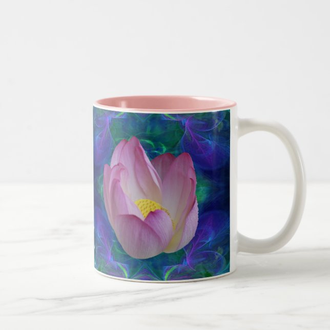 Rosa lotus blomma och innebörd Två-Tonad mugg (Höger)