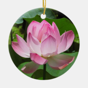 Rosa Lotus Bloom Julgransprydnad Keramik