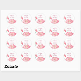 Rosa Lotus Bröllop Kuvert Sigill Sticker Runt Klistermärke