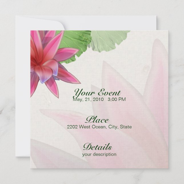 Rosa Lotus Call Linen Papper 5.25 x 5.25 Inbjudningar (Framsida)