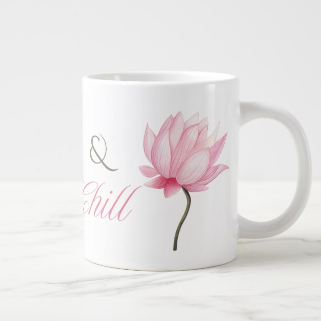 Rosa Lotus “& Chill” Mugg, välbefinnandepresent ti Jumbo Mugg (Höger)