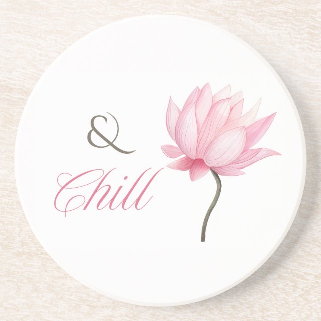 Rosa Lotus “& Chill” Mugg, välbefinnandepresent ti Underlägg (Framsidan)
