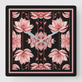 Rosa Lotus Classic Fyrkantig Klocka