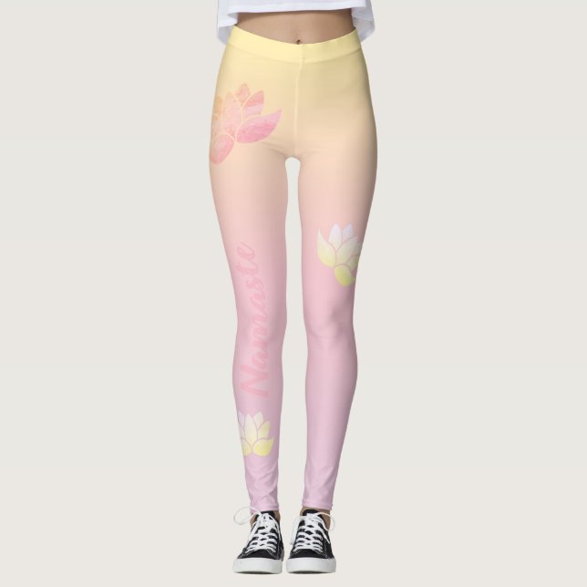 Rosa lotus-energi leggings (Framsida)