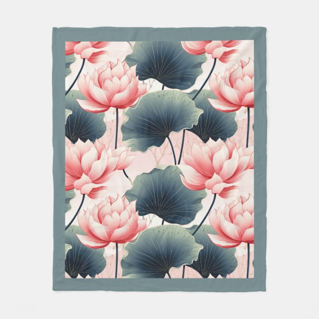 Rosa Lotus Fleece Blanket (Framsidan)