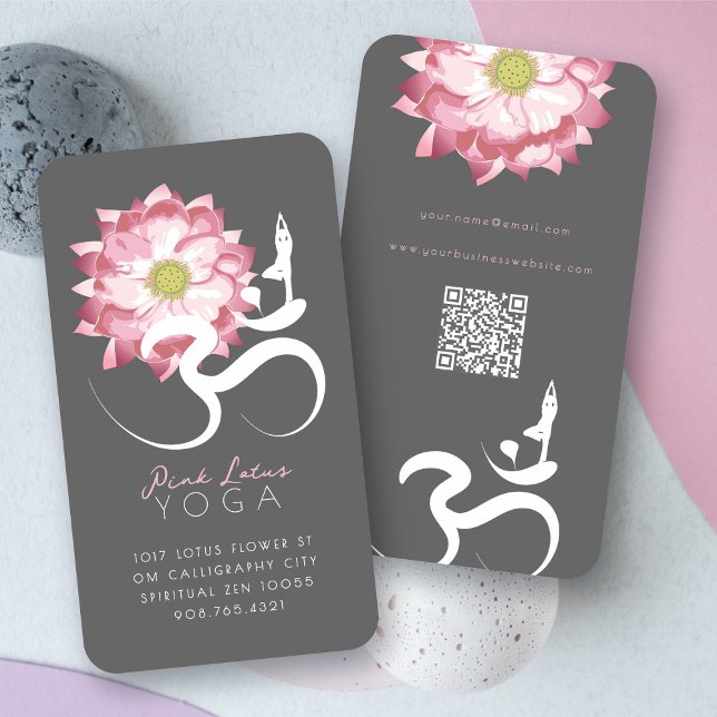 Rosa Lotus Flower Andlig Yoga Teacher Om Symbol Visitkort (Pink Lotus Flower Spiritual Yoga Teacher Aum/Om Symbol Business Card @ fatfatin)